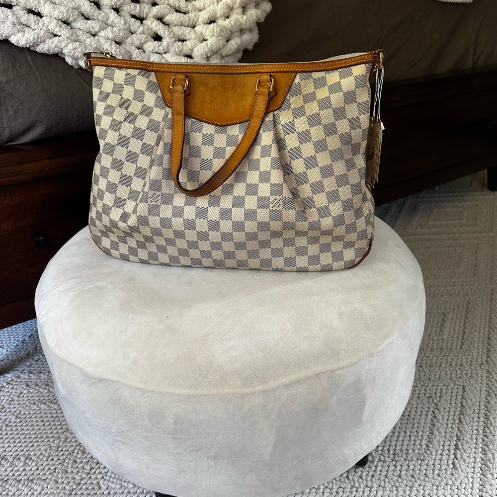 Louis Vuitton Damier Azur Tan and Brown Tote Bag